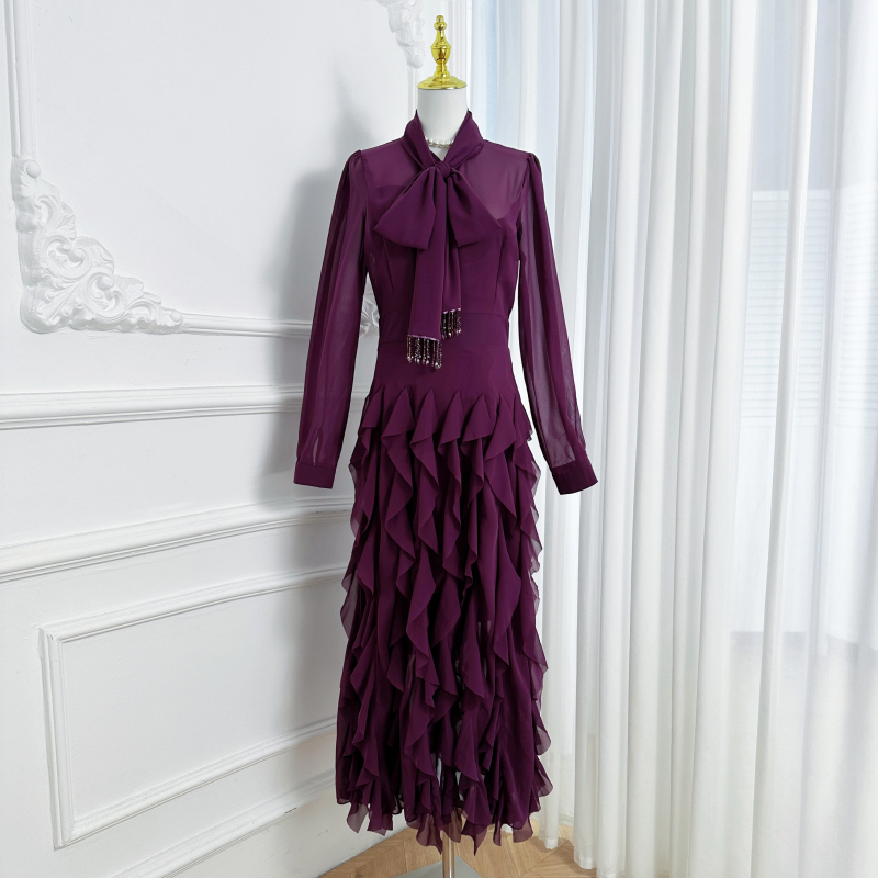 Realistic shooting of high-quality chiffon wood ear edge solid color scarf, rhinestone collar, tassel temperament, fishtail skirt for container loading Realistic shooting of high-quality chiffon wood ear edge solid color scarf, rhinestone collar, tassel temperament, fishtail skirt for container loading