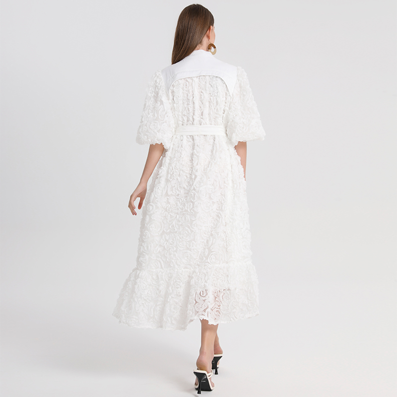 Real shot Heavy Industry 3D Rose Solid Color Loose Edition European and American Style Dress Real shot Heavy Industry 3D Rose Solid Color Loose Edition European and American Style Dress