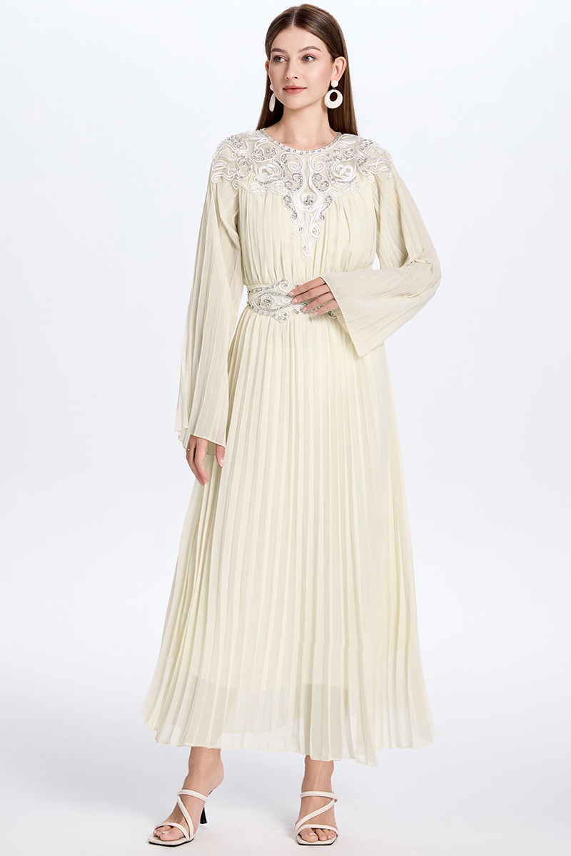 Real time shooting of high-quality heavy-duty pleated handmade plate with nail drill temperament, retro fairy style dress Real time shooting of high-quality heavy-duty pleated handmade plate with nail drill temperament, retro fairy style dress