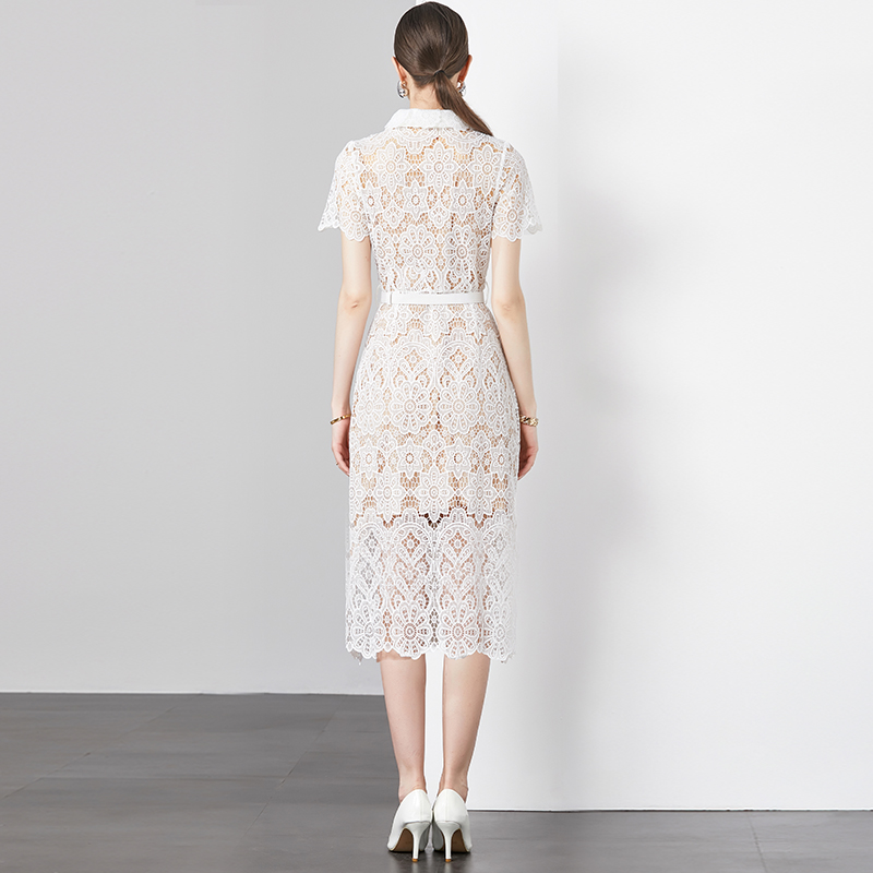 Real shot - boutique counter with belt, water-soluble long style dress with temperament Real shot - boutique counter with belt, water-soluble long style dress with temperament