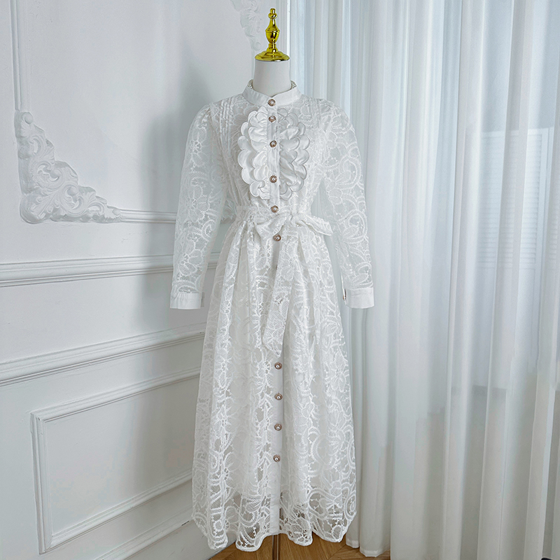 Real time shooting of embroidered cardigan with imperial style and wooden ears, loose waistband, elegant spring and autumn dress Real time shooting of embroidered cardigan with imperial style and wooden ears, loose waistband, elegant spring and autumn dress