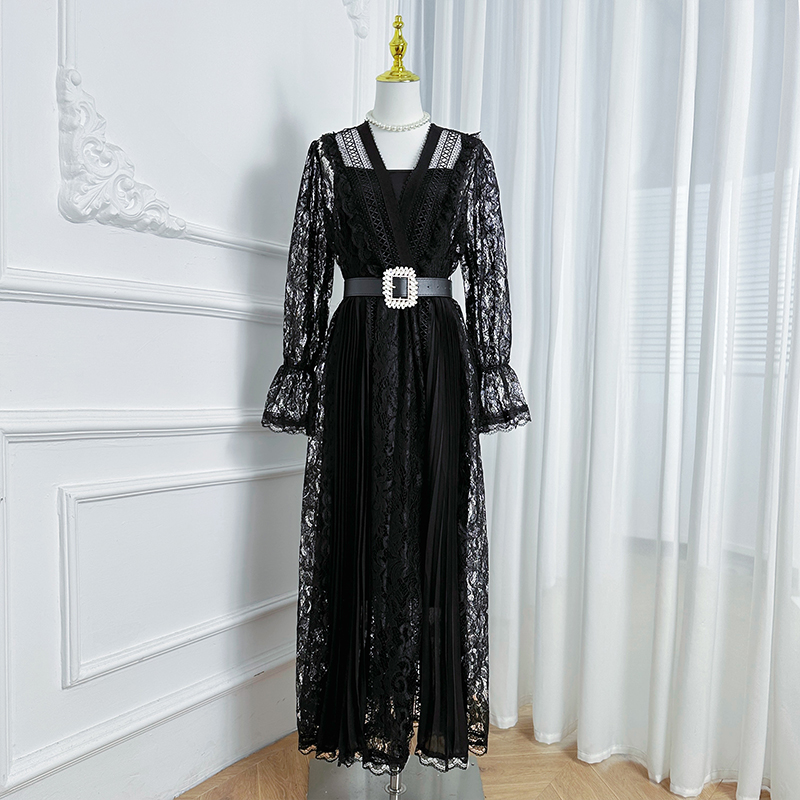 Real shot of Heavy Industry Chiffon Splicing Lace Two piece Set with Palace Style and Crystal Belt Dress Real shot of Heavy Industry Chiffon Splicing Lace Two piece Set with Palace Style and Crystal Belt Dress