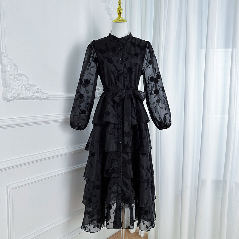 Heavy Industry French Palace Style Boutique Large Embroidered Elastic Waist with Belt Elegant Cake Skirt Heavy Industry French Palace Style Boutique Large Embroidered Elastic Waist with Belt Elegant Cake Skirt