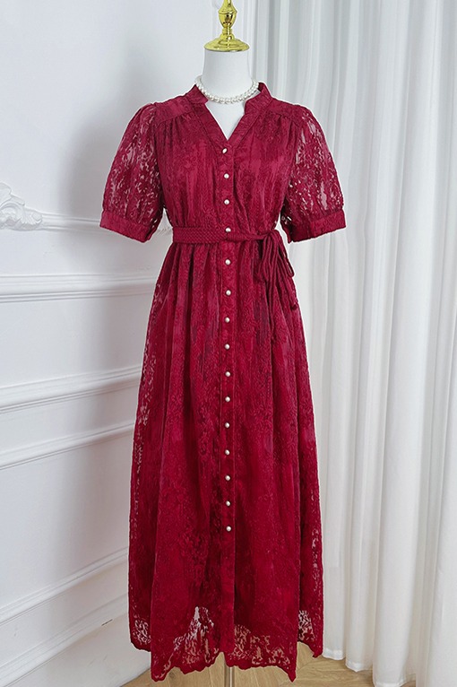 Realistic shooting of high-end French summer waist cinching heavy embroidery V-neck multi-color temperament dress Realistic shooting of high-end French summer waist cinching heavy embroidery V-neck multi-color temperament dress