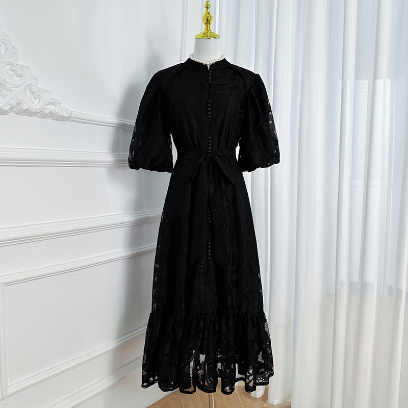 Realistic Heavy duty Lace European Style Waist Loose fit Large Swing Dress Realistic Heavy duty Lace European Style Waist Loose fit Large Swing Dress