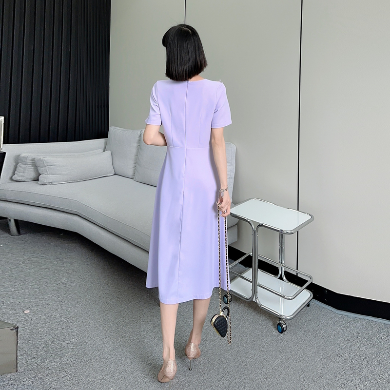 Real shot - Nail bead embroidered dress for women, light and mature French high-end design, slimming and split V-neck Real shot - Nail bead embroidered dress for women, light and mature French high-end design, slimming and split V-neck