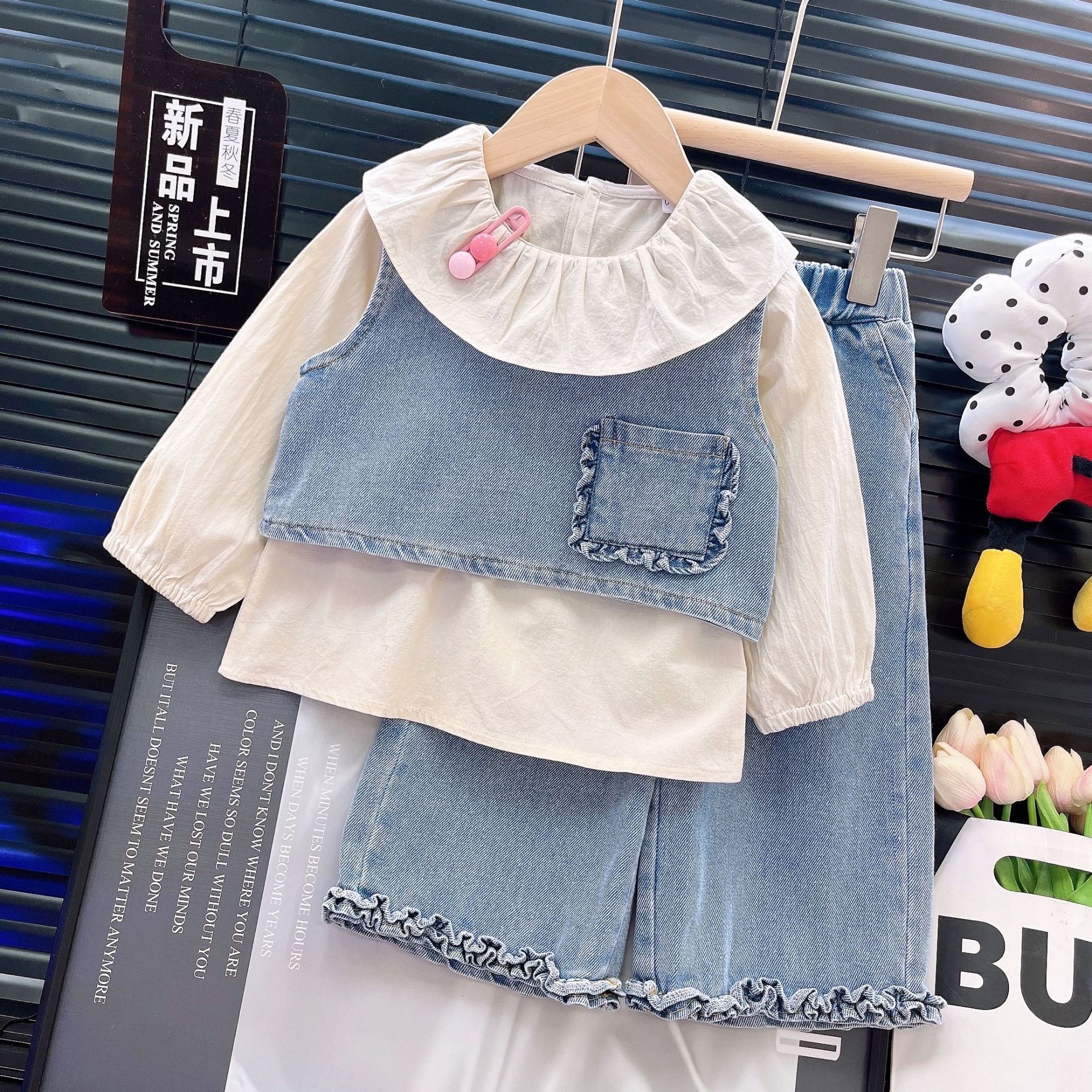 Girl's Cowboy Set 2025 New Fashionable and Western Style Children's Baby Autumn Dress Little Girl's Vest Casual 3-Piece Set