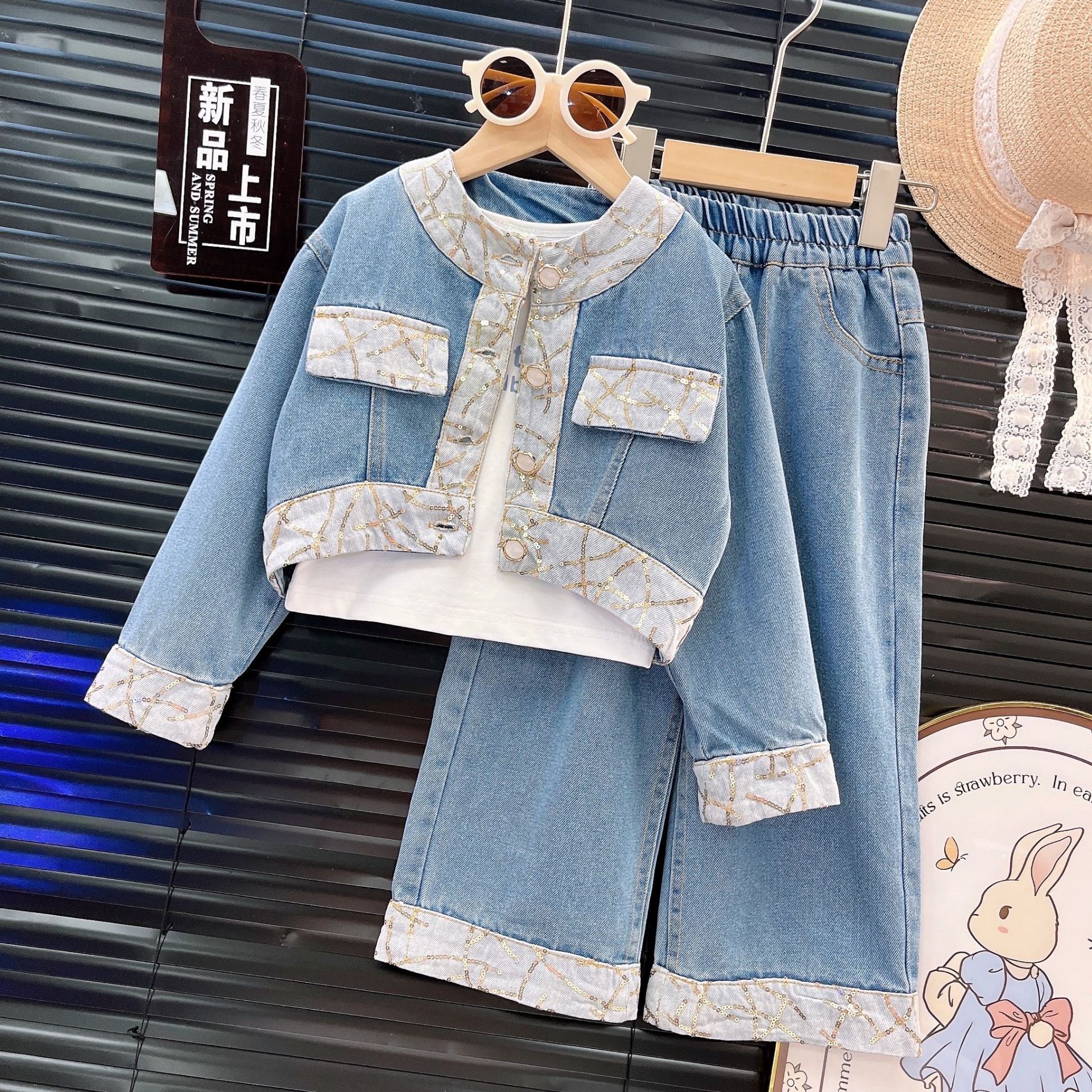 Girl Spring and Autumn Cowboy Set 2025 New Korean Edition Internet Celebrity Street Explosion Girl Two Piece Set Small Fragrant Style Cowboy Set