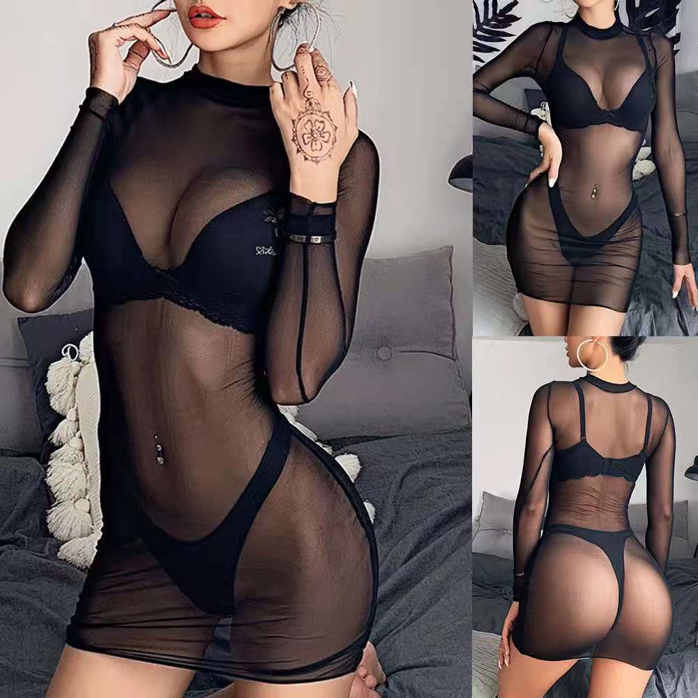 Pure Net Girl Bikini Sexy Perspective Long Sleeve Beach Summer Party Swimsuit Manufacturer Wholesale