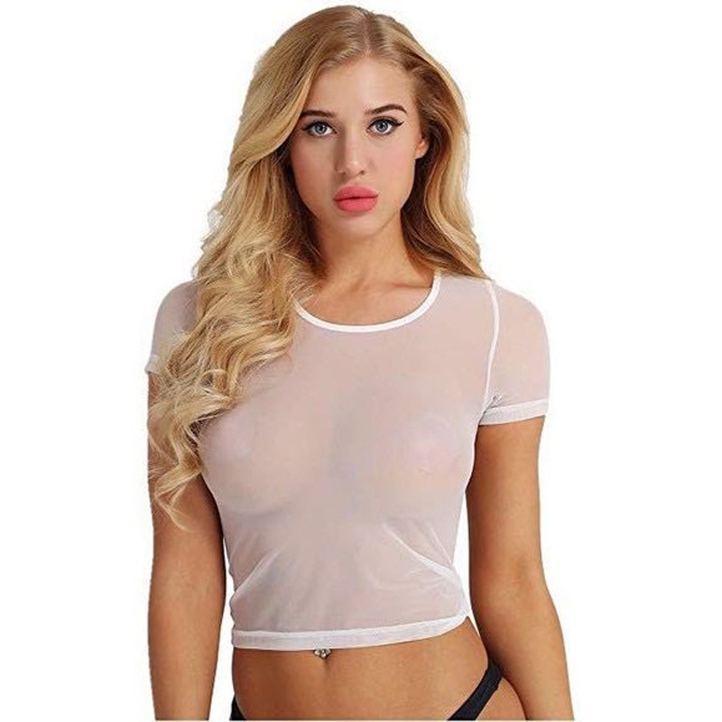 European and American sexy transparent professional temptation medium long shirt short sleeved mesh home women's pajamas erotic underwear 098 European and American sexy transparent professional temptation medium long shirt short sleeved mesh home women's pajamas erotic underwear 098
