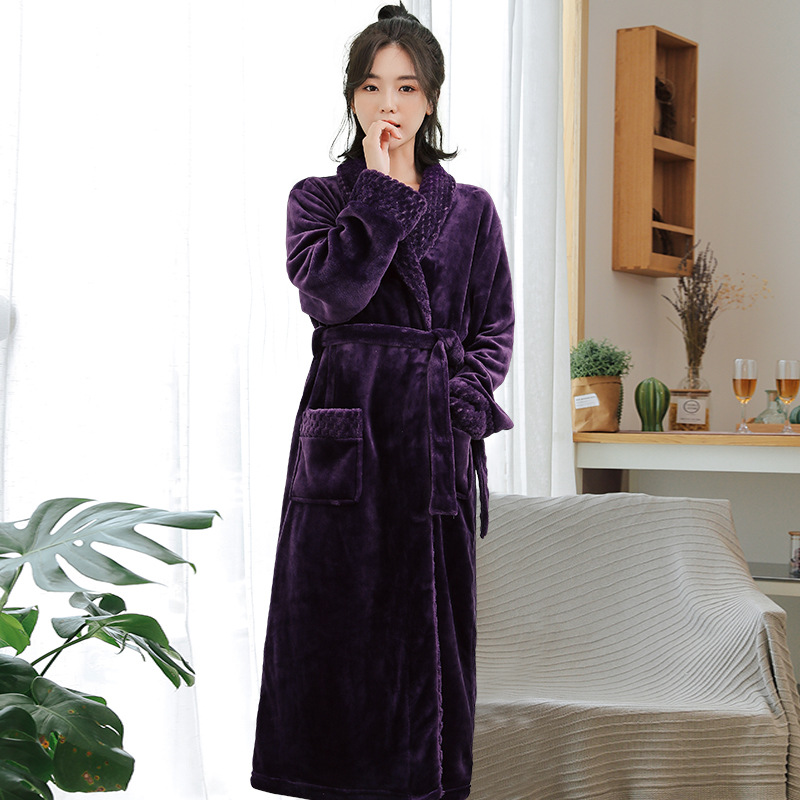 Spot Sleeping Robes Women's Autumn/Winter Coral Velvet Thickened Winter Bathrobe Pajamas Flannel Couple Pajamas Men's Home Clothes Spot Sleeping Robes Women's Autumn/Winter Coral Velvet Thickened Winter Bathrobe Pajamas Flannel Couple Pajamas Men's Home Clothes