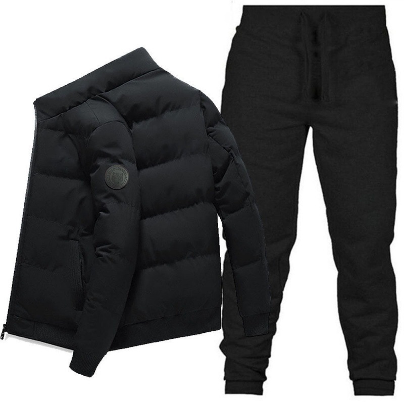 2025's hottest stand up collar jacket and extended pants set for men's winter thick warm jacket and casual suit