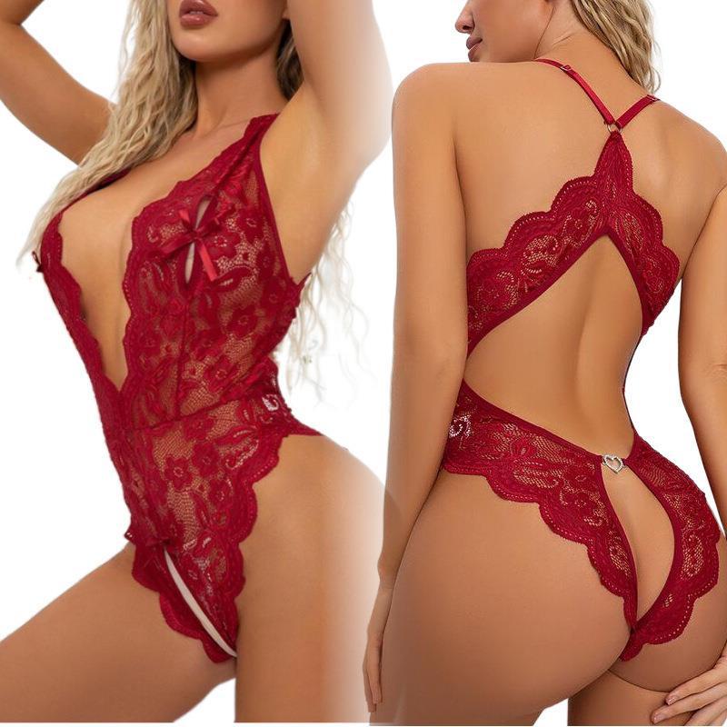Foreign trade European and American sexy lingerie new plus size lace seductive crotch sexy backless one-piece clothing wholesale