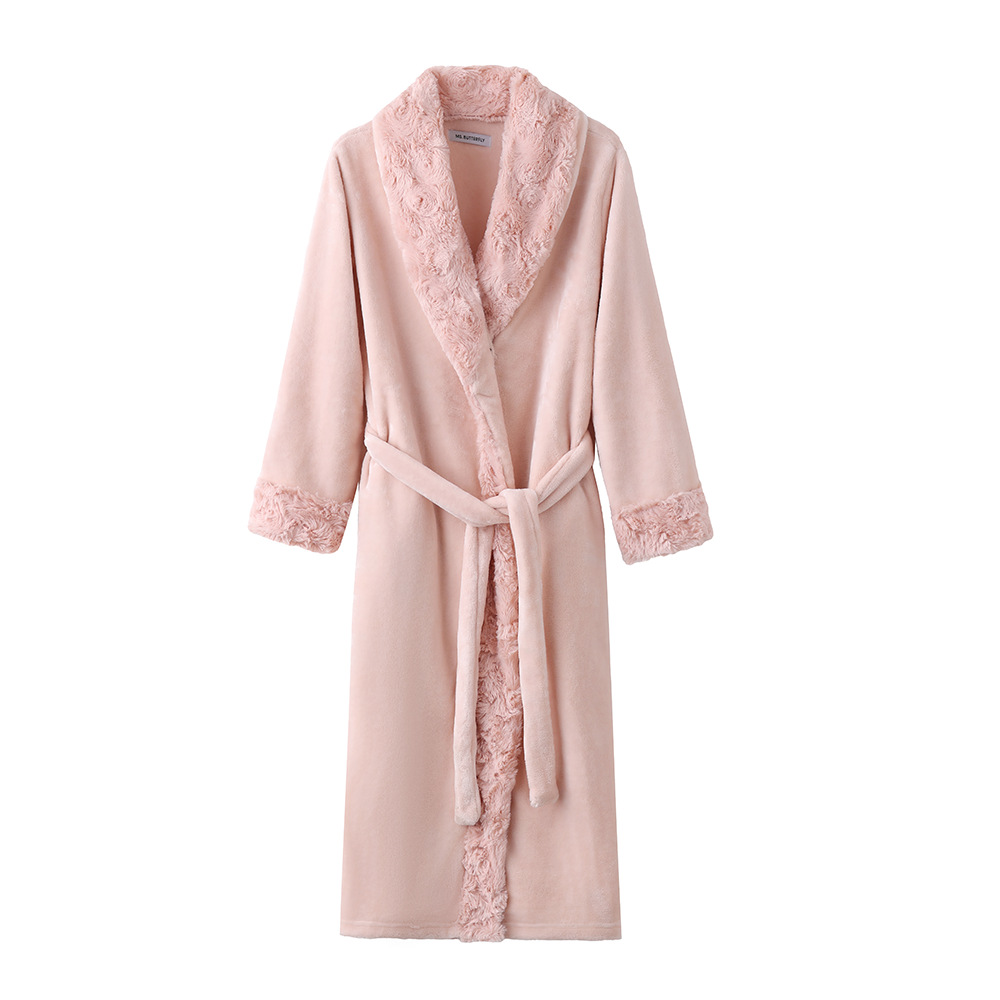 Xiaohongshu's same autumn and winter women's nightgown with thick velvet bathrobe, high-end light luxury flannel home clothing factory direct sales Xiaohongshu's same autumn and winter women's nightgown with thick velvet bathrobe, high-end light luxury flannel home clothing factory direct sales
