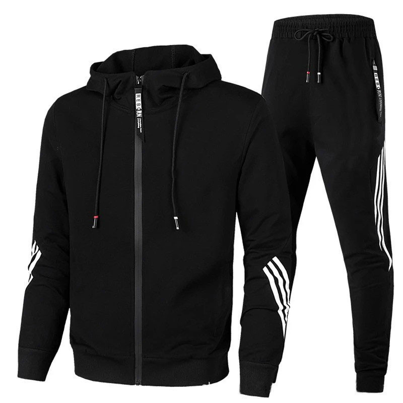Cross border men's sports suit, casual and versatile, spring and autumn fitness hoodie, air layer zipper sweater, sportswear