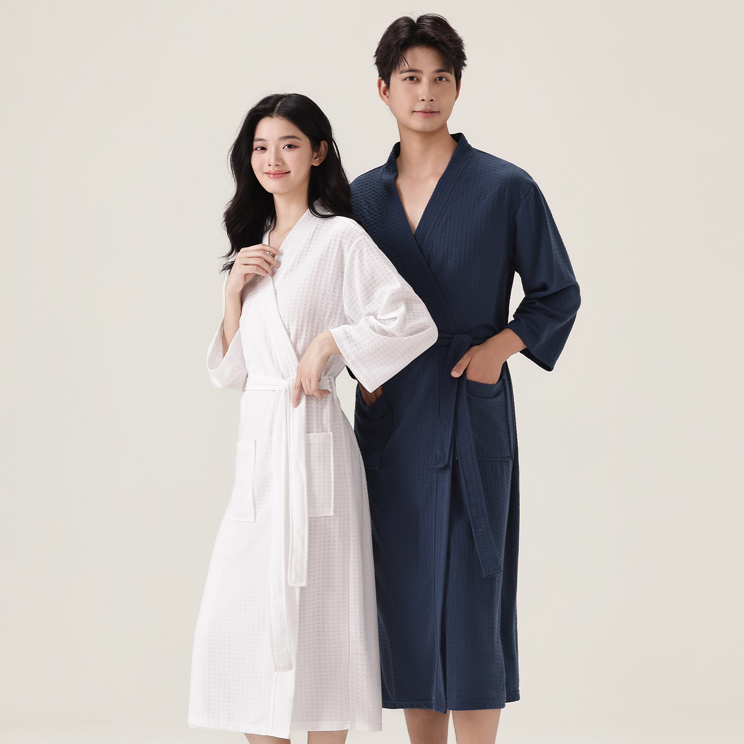 Spring and summer bathrobes for women, thin styles, waffles, couple's sleepwear, men's yukata, beauty salons, sweatshirts, health salons, wholesale