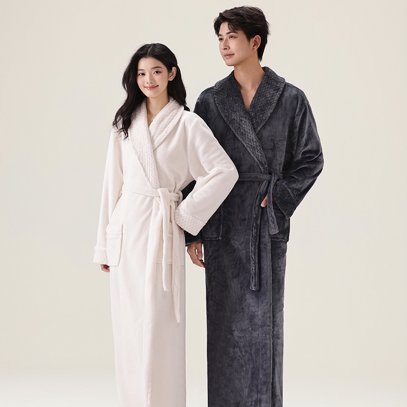 Spot Sleeping Robes Women's Autumn/Winter Coral Velvet Thickened Winter Bathrobe Pajamas Flannel Couple Pajamas Men's Home Clothes Spot Sleeping Robes Women's Autumn/Winter Coral Velvet Thickened Winter Bathrobe Pajamas Flannel Couple Pajamas Men's Home Clothes