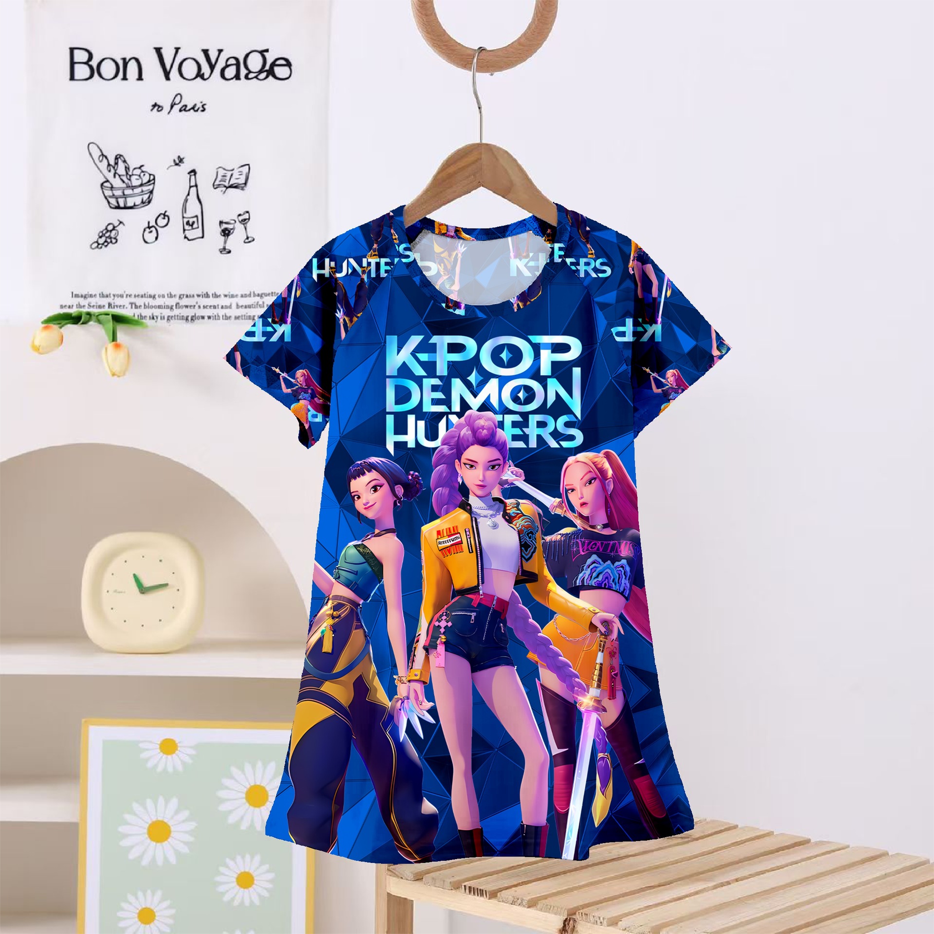 Wholesale Southeast Asian children's sleepwear, summer girls' princess sleepwear, cartoon witch hunting group thin dress