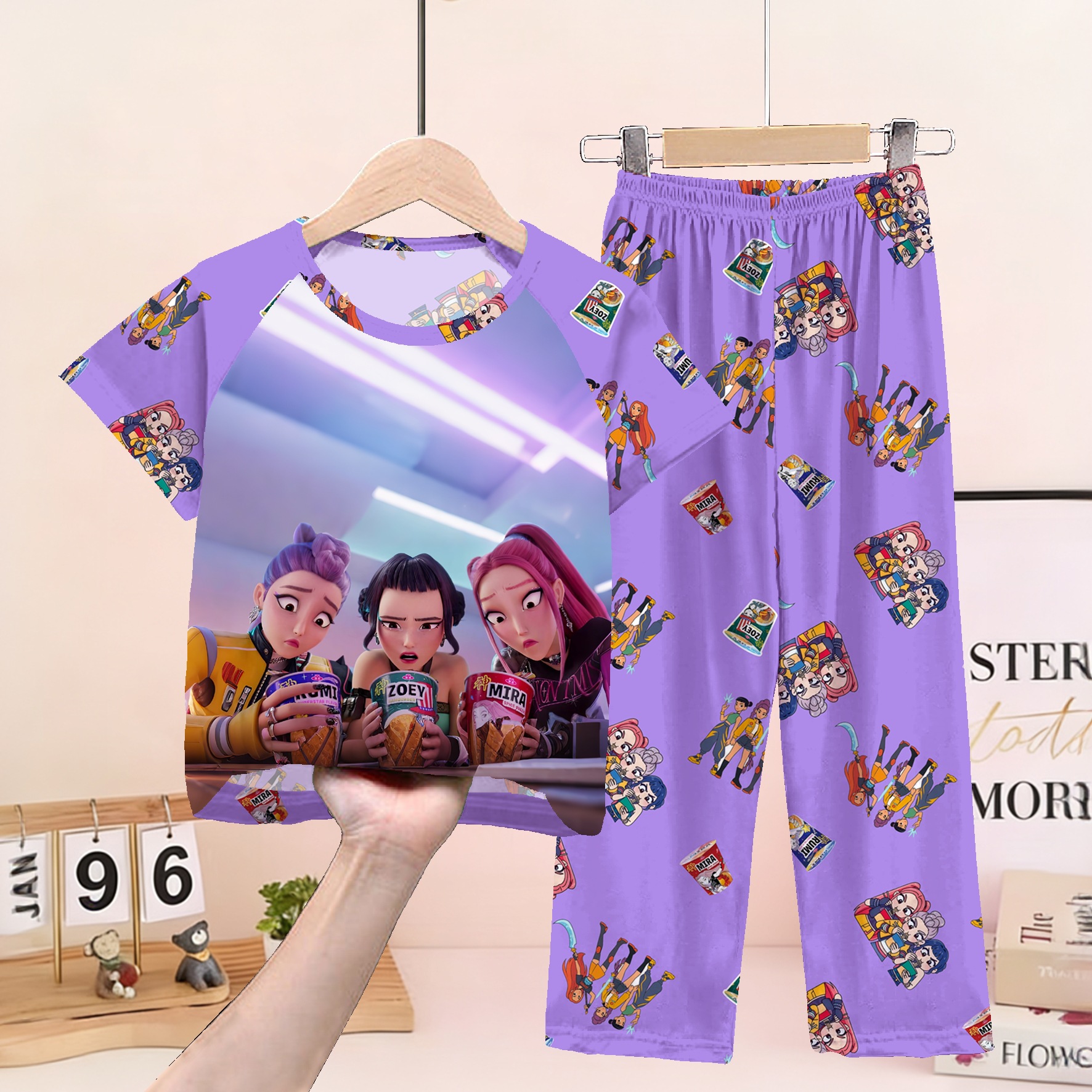 Southeast Asian children's pajamas for spring and summer, short sleeved, long sleeved, medium and large children's Shajia boys' suit, witch hunting group, thin home clothes