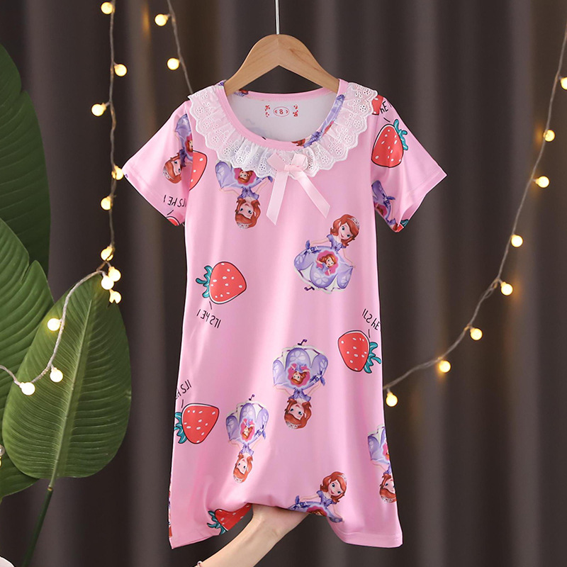 Wholesale new children's pajamas summer girls Sofia princess style sleeping dress cartoon cute thin dress
