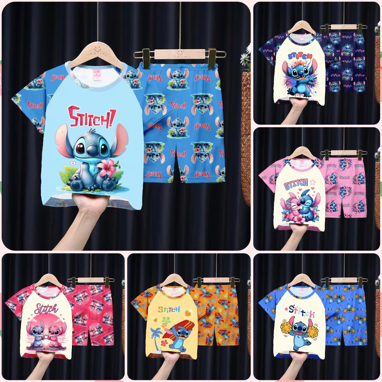 Wholesale children's pajamas, summer boys' short sleeved shorts set, big children's cartoon cute baby girls' home clothes