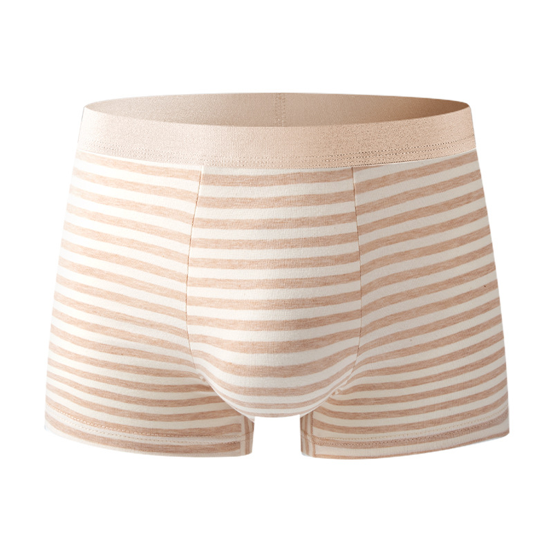 Fashionable contrasting stripes, mid waist, skin friendly men's flat underwear, plus size, cotton breathable crotch, comfortable four cornered pants
