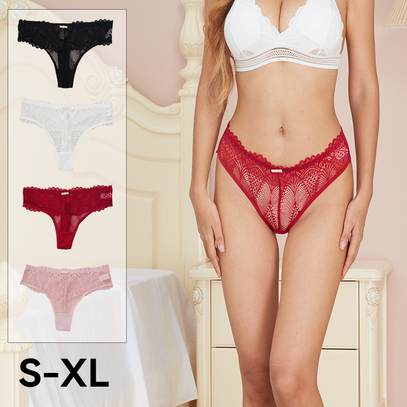 Hot selling high-end sexy t-shirt lace lace thong women's underwear transparent hollow cross belt women's eBay