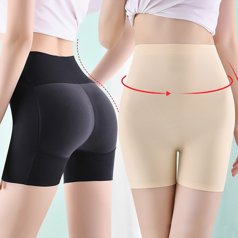 Cross border wholesale high waisted, belly cinching, mesh breathable shapewear pants for women, fake buttocks pad, lifting buttocks, anti roll edge flat corner underwear