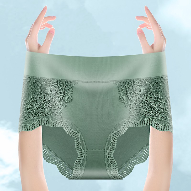 New lace court style underwear, women's cotton crotch sexy women's triangle pants, mid waist plus size breathable shorts