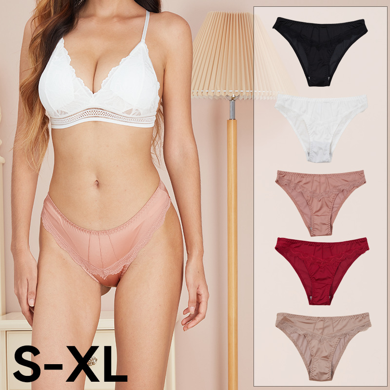 One piece slip material seamless low waist cotton crotch triangle pants for women, sexy lace underwear wholesale, foreign trade source