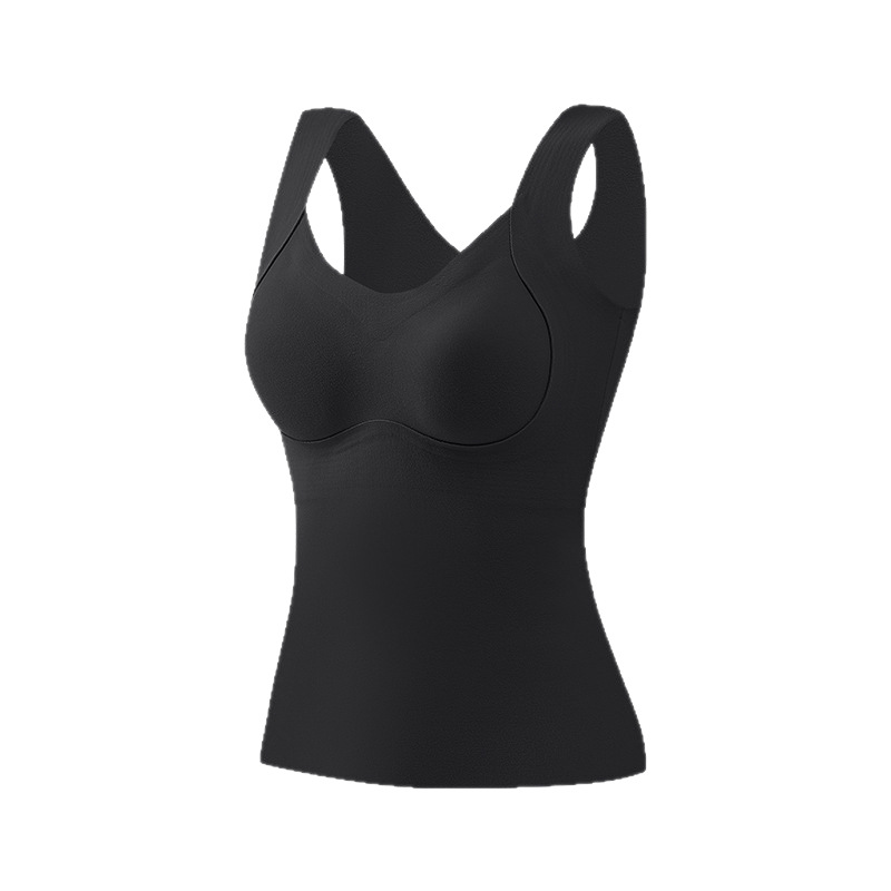 De Rong thermal underwear women's one-piece with chest cushion, no need to wear bra, gathered upper support, slim fit, invisible inner vest