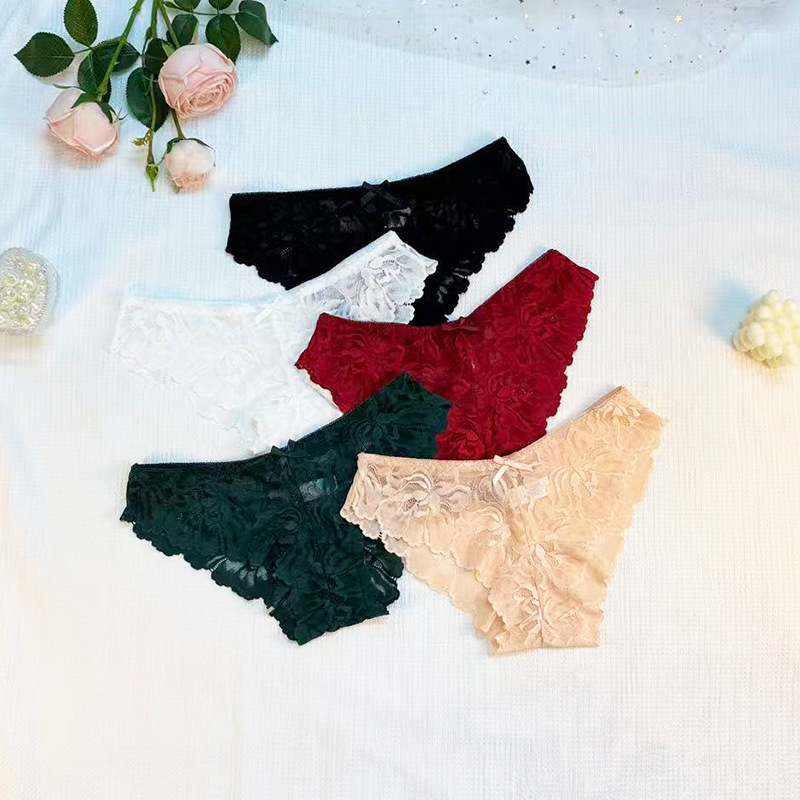 Cross border foreign trade new women's triangle pants sexy lace seamless breathable thin comfortable casual solid color underwear for women