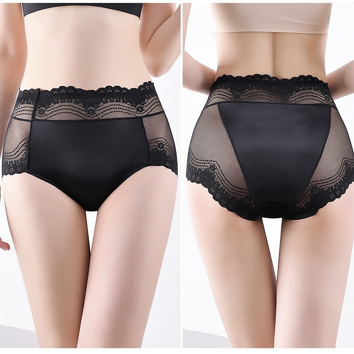 New hollow mesh lace sexy women's triangle pants high waisted satin cotton crotch comfortable oversized breathable underwear