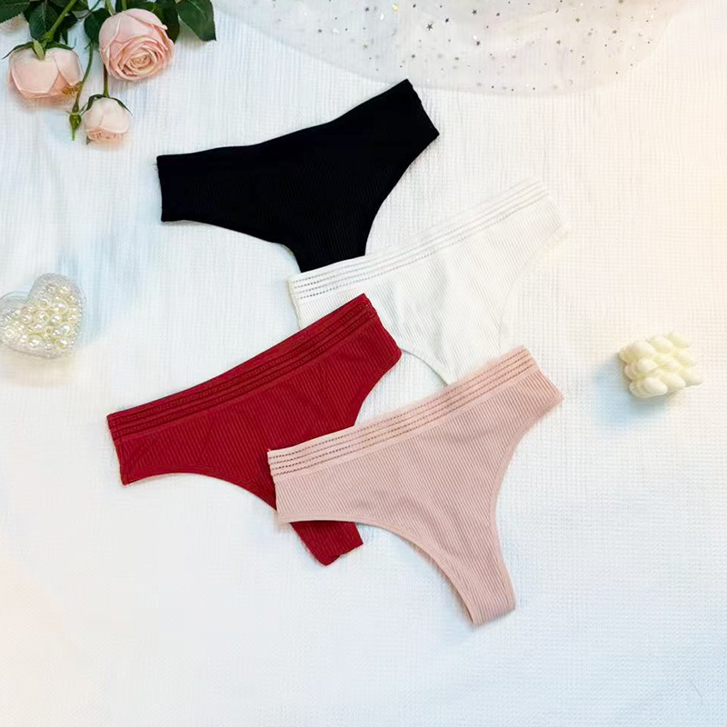 New Threaded Underwear, Low Waist Women's Triangle Pants, thongs, pure cotton T-pants, mesh silk, pure cotton crotch, low waist