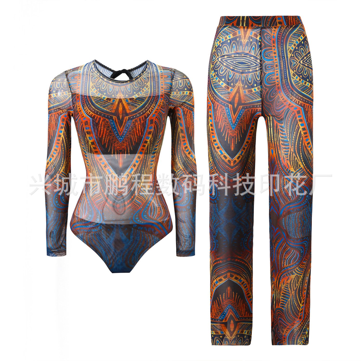 Куパальник one-piece long sleeved sunscreen mesh swimsuit two-piece long pants Russian swimsuit for women