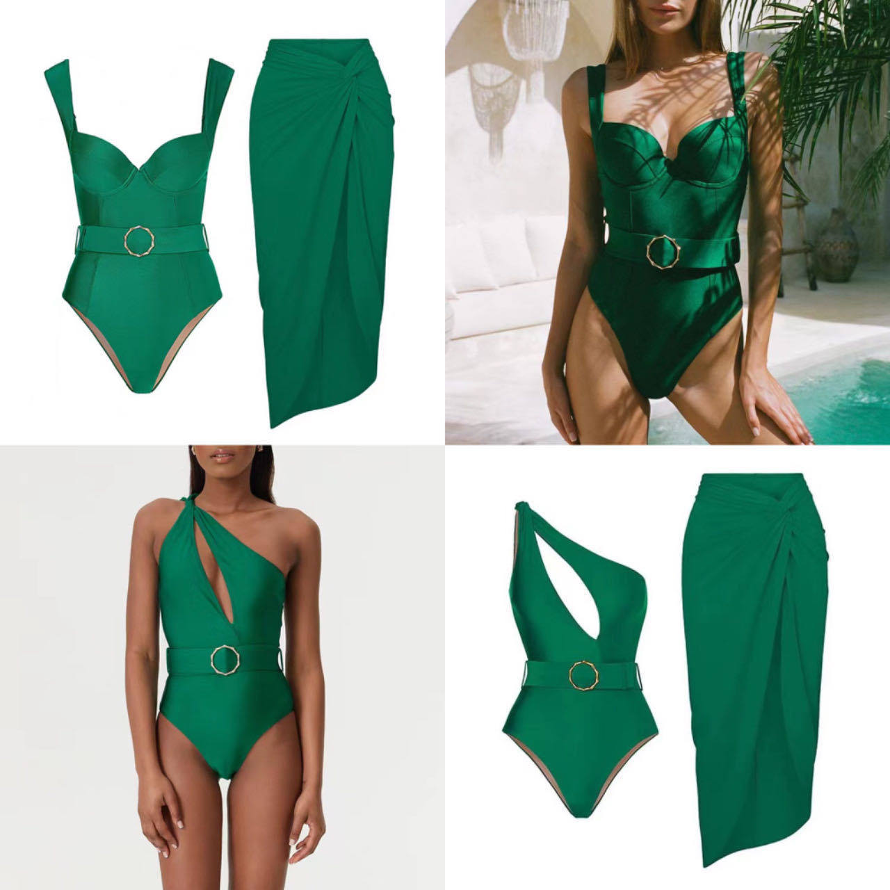 2025 new European and American one-piece swimsuit cross-border sexy foreign trade Amazon vacation beach ins set swimsuit