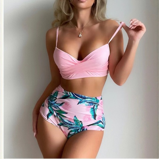 2025 New European and American Cross border Amazon Hot Selling Sexy Hanging Neck Strap Three Point Bikini Beach Vacation