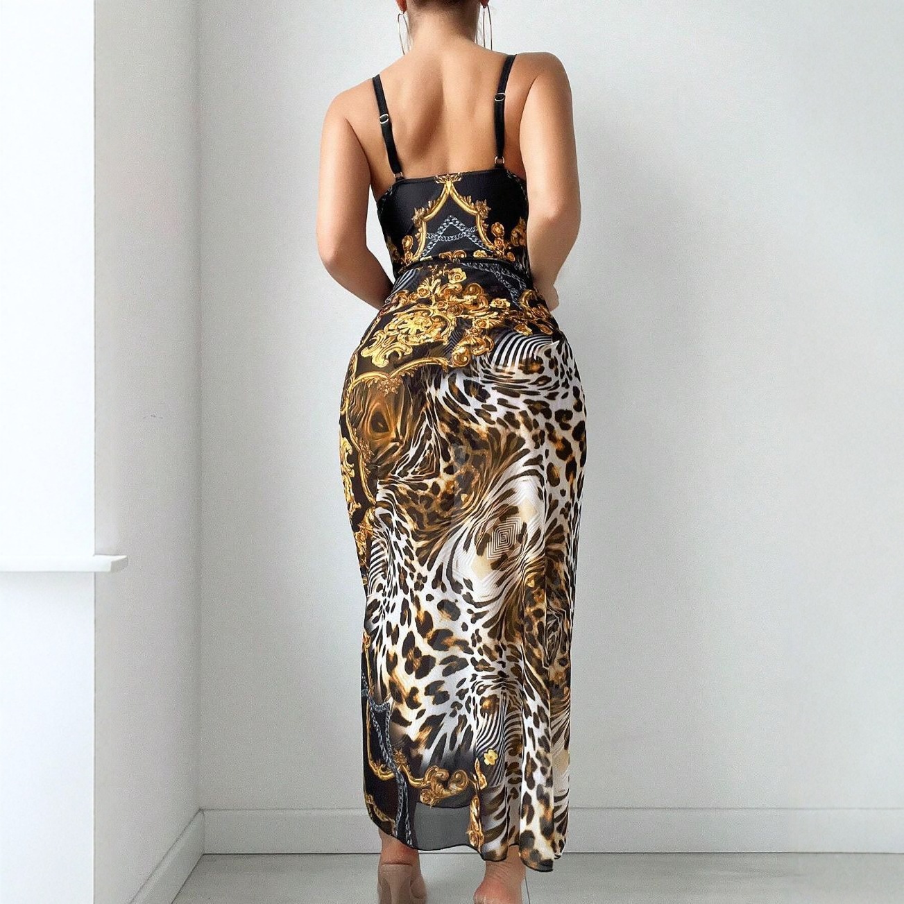 2026 new hard pack one-piece swimsuit women's bikini long explosive print sexy swimsuit manufacturer wholesale