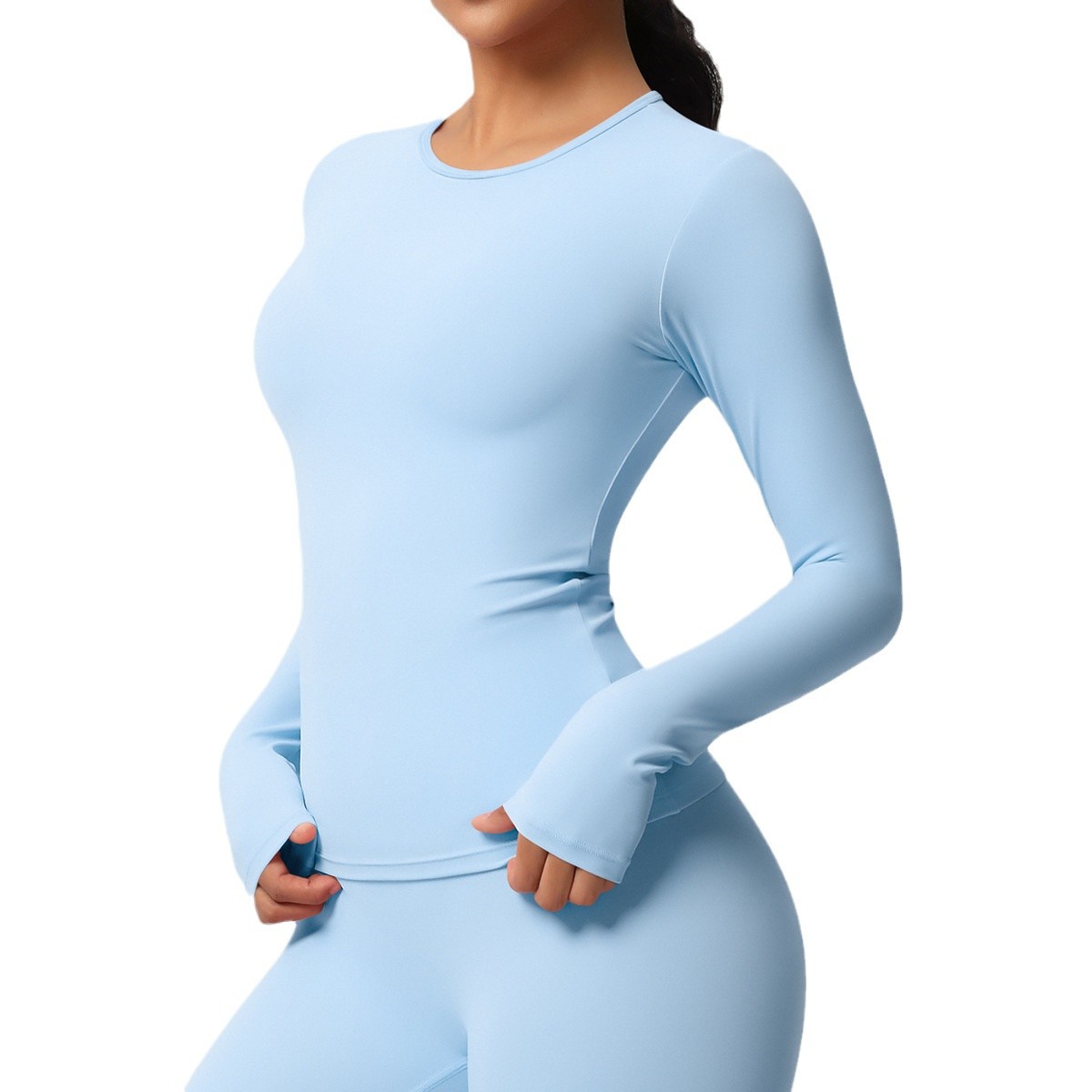 Cross border European and American nude feeling, hair grinding, slimming and tightening, height and intensity, running, Pilates, daily fitness clothes, yoga, long sleeved women Cross border European and American nude feeling, hair grinding, slimming and tightening, height and intensity, running, Pilates, daily fitness clothes, yoga, long sleeved women