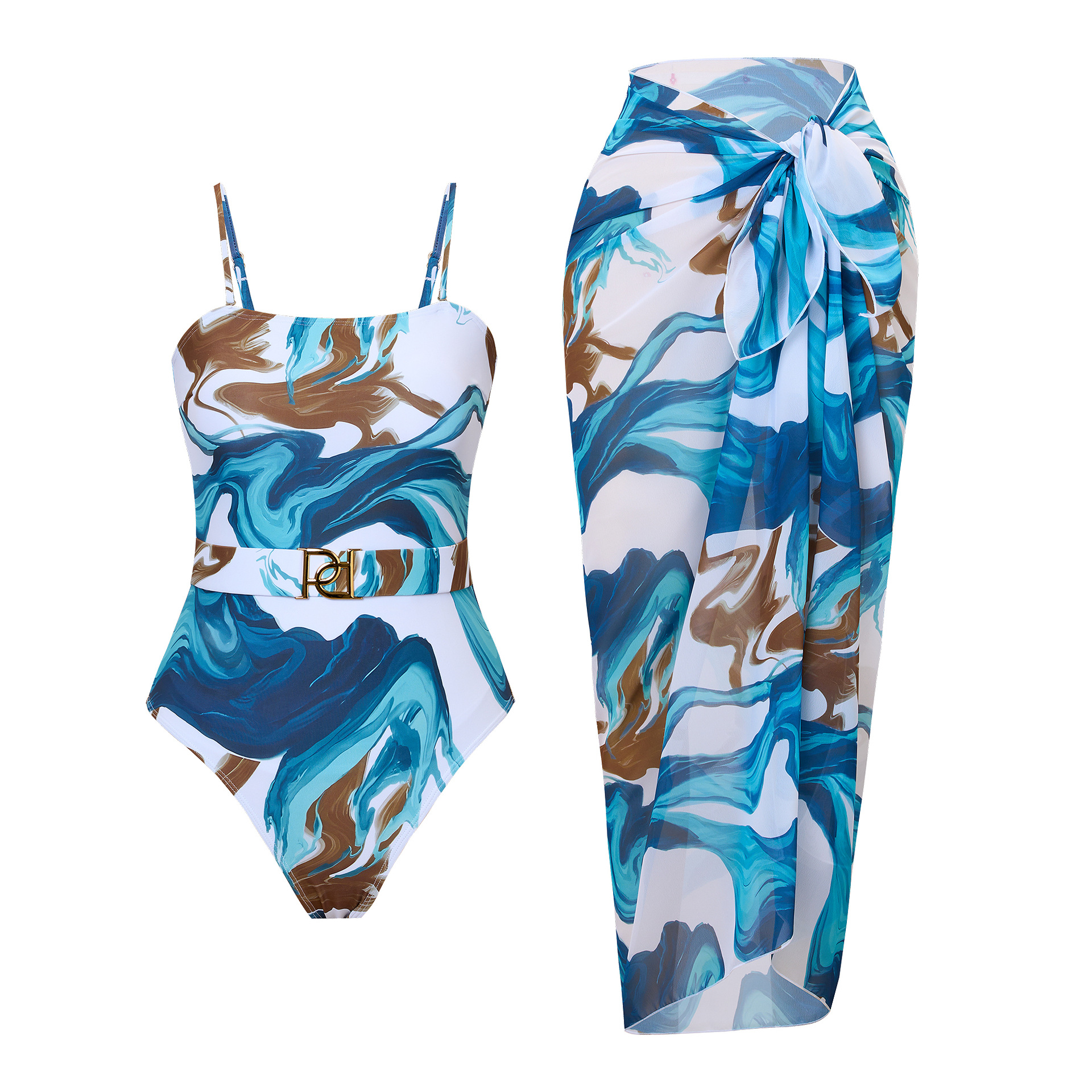 2025 new conservative one-piece swimsuit for women in Europe and America, Amazon hot selling swimsuit cross-border hot selling two-piece set Instagram style