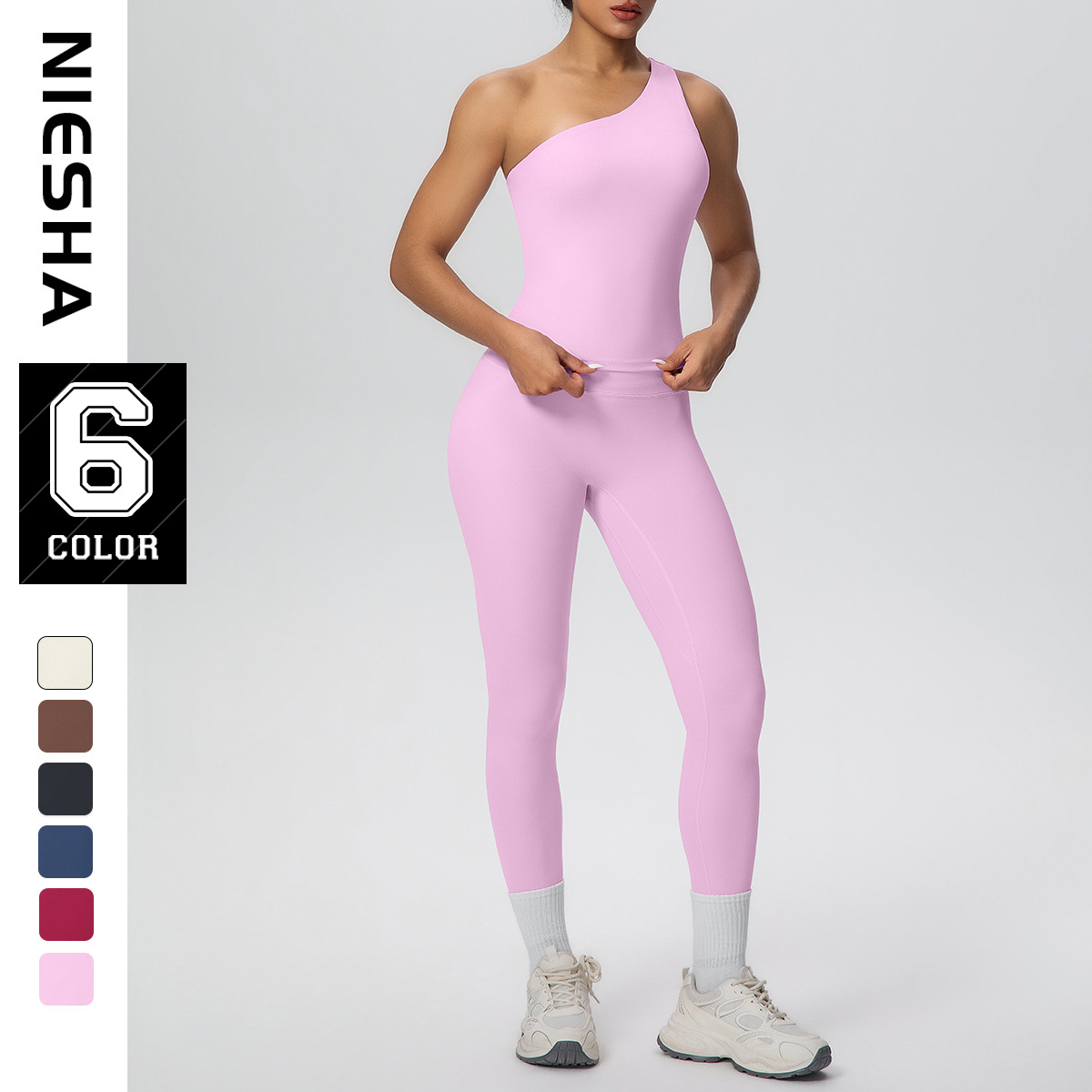 European and American solid color diagonal shoulder strap beautiful back sports vest yoga pants running slim fit yoga pants fitness yoga suit set