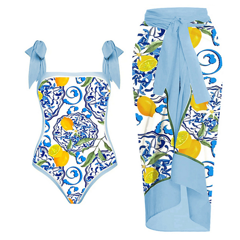 Qiao Jiayuan plus size 2025 European and American new one-piece swimsuit women's tight fitting slimming strap swimsuit set chiffon long skirt