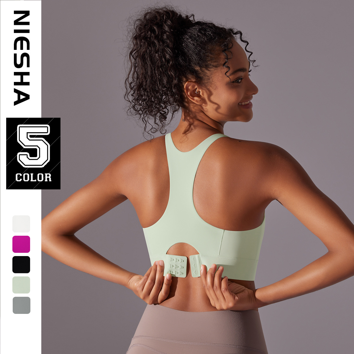 High strength sports bra with integrated chest cushion, seamless back buckle, yoga vest, shock-absorbing and gathering, beautiful back yoga bra