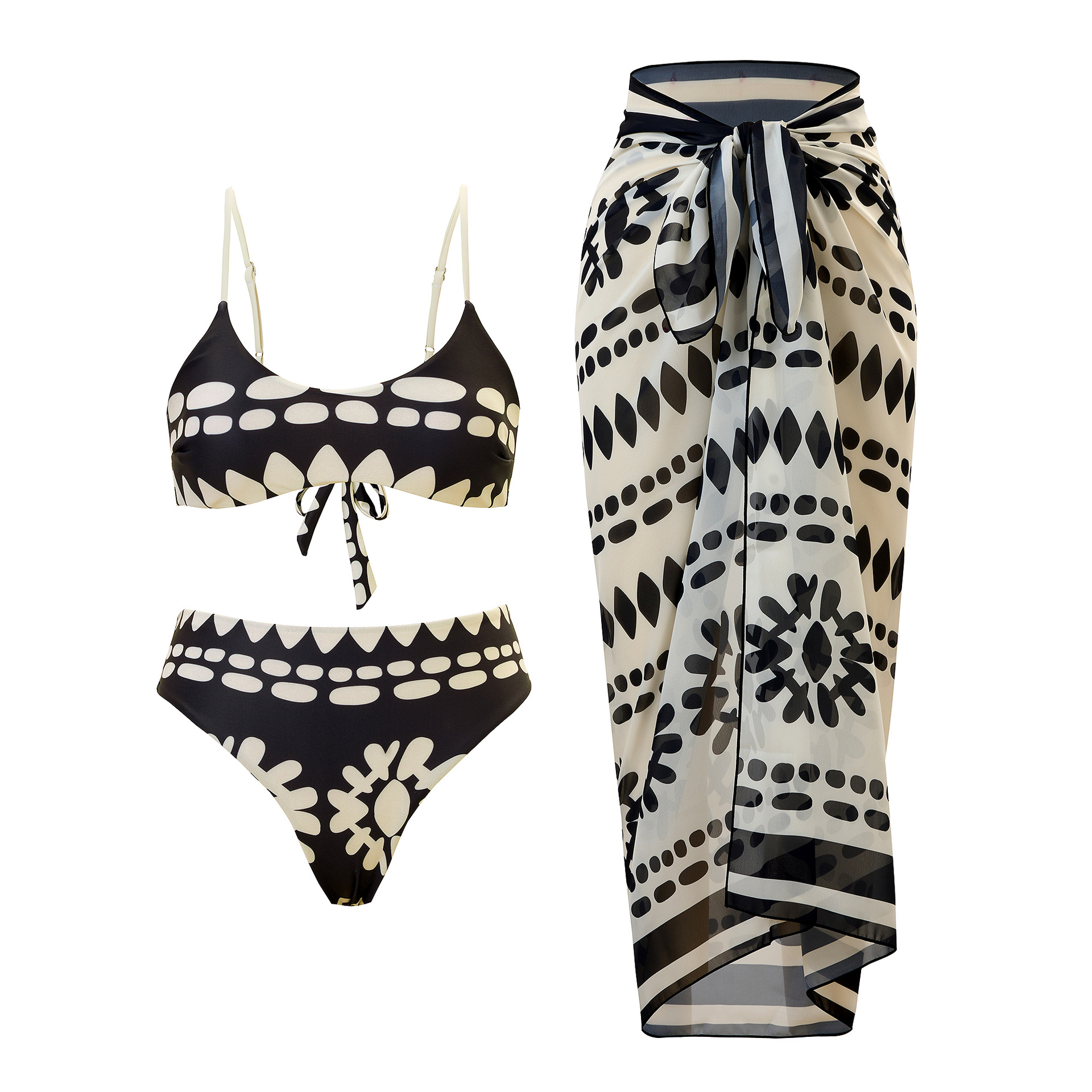 New Bohemian printed bikini set from Europe and America, Amazon hot selling hot selling swimsuit three piece set, Instagram style