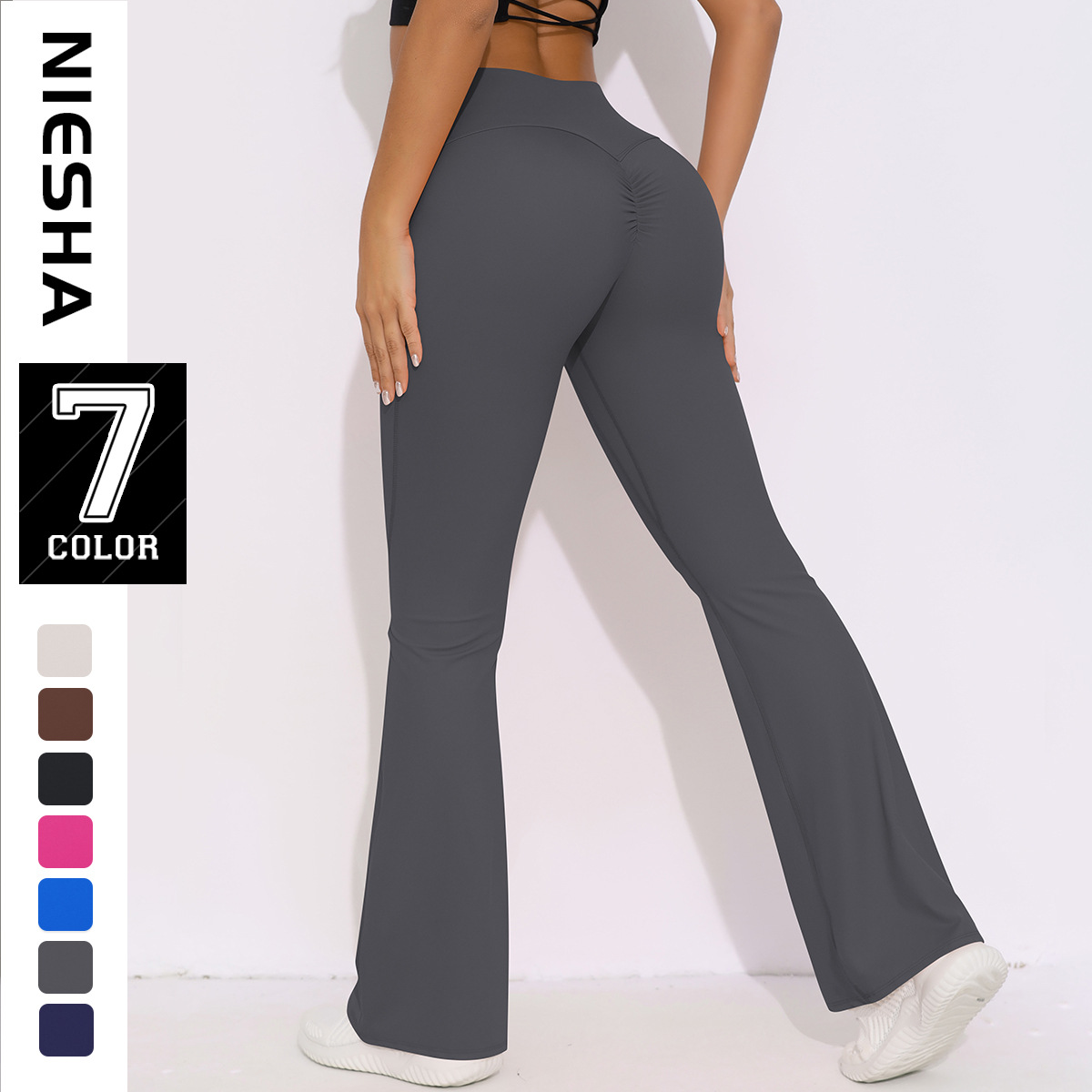 Internet celebrity breathable brushed high waist elastic hip lifting casual pocket wide leg cropped pants for running, fitness, yoga, leggings