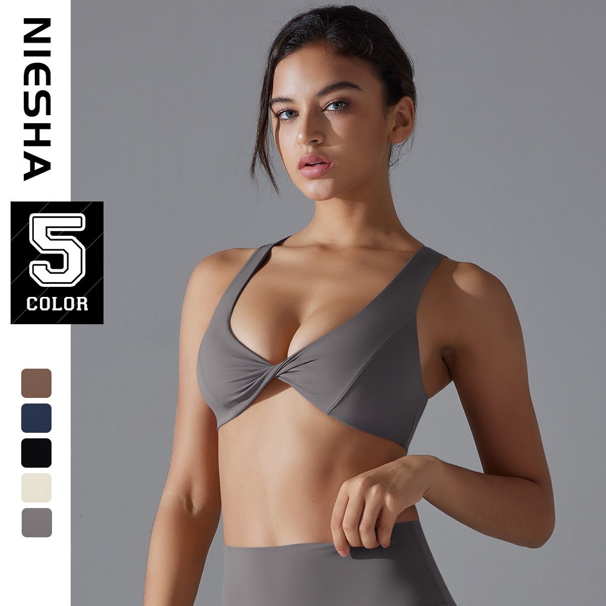 New sports back bra with skin friendly and nude feel, breathable and sexy hollow yoga vest, shock-absorbing and gathering yoga bra