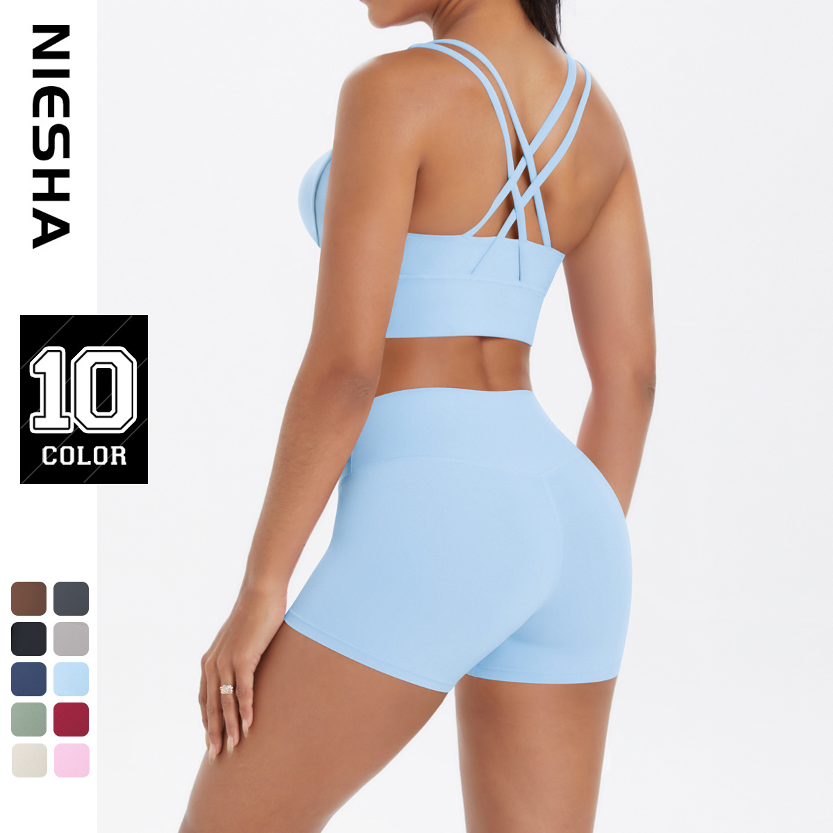 Internet celebrity European and American nude without awkward lines, sports shorts, sexy shoulder straps, beautiful back, running, fitness pants, yoga set for women