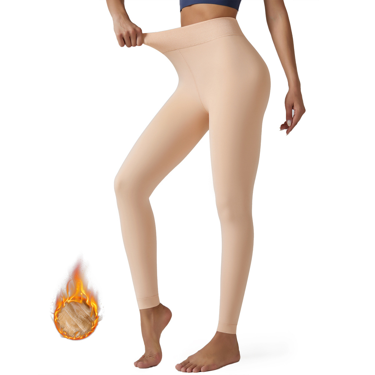 Thick and flannel solid color bare leg artifact leggings for autumn and winter look slim, bare leg oversized warm pants, one-piece pants for shaping women