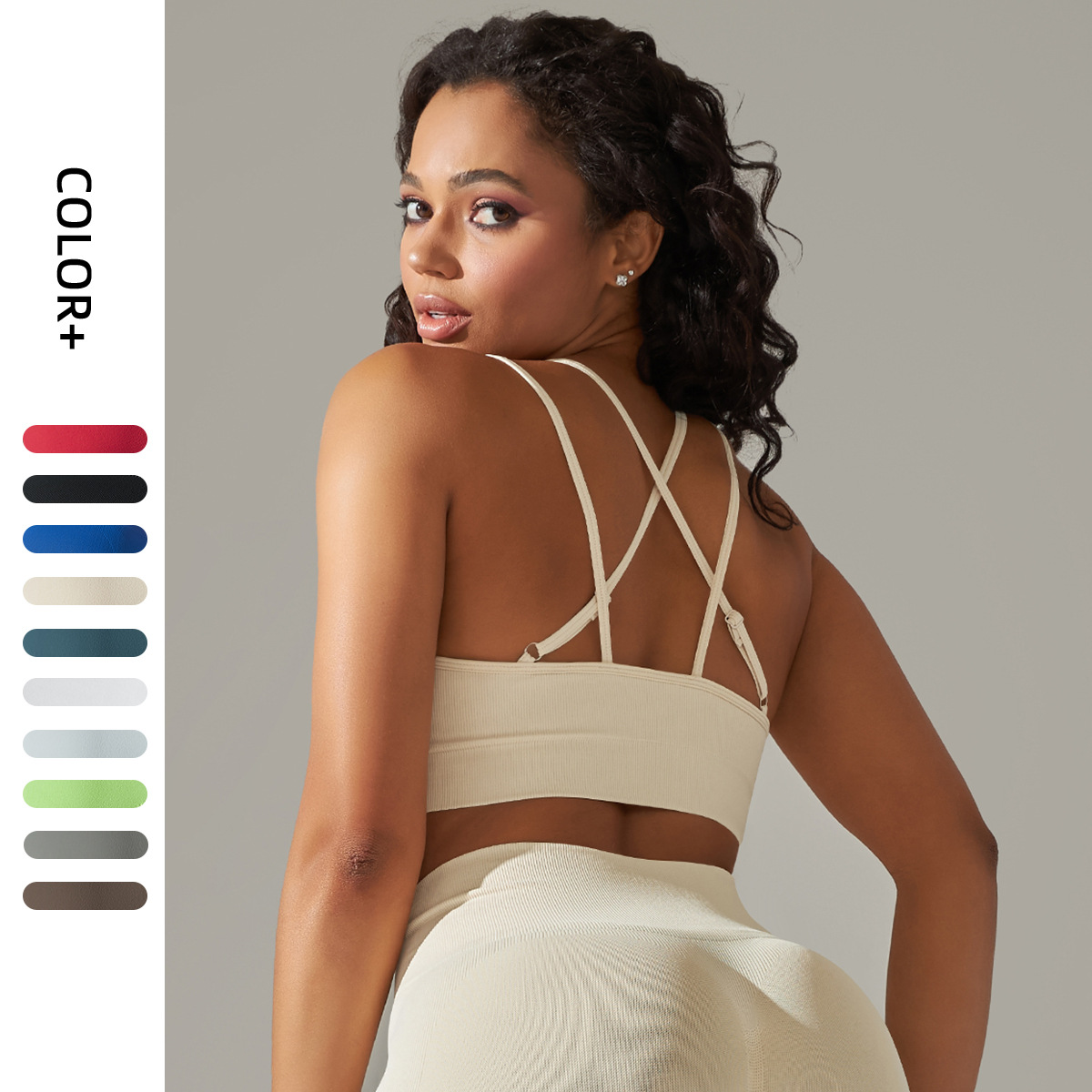 Seamless Knitted Breathable Yoga Clothing Cross Back Sports Bra Running Tight Fitness Clothing for Women on Amazon in Europe and America