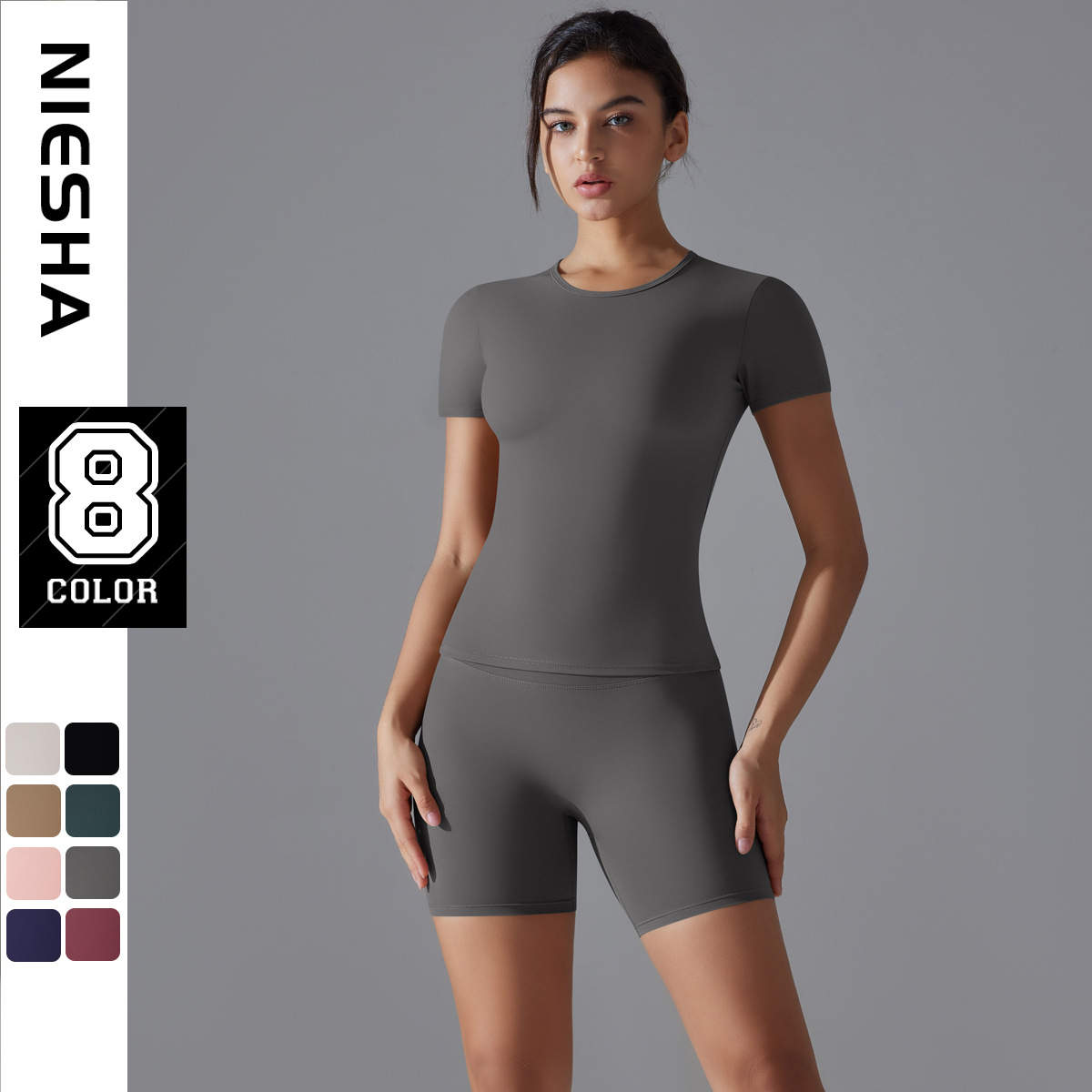 Internet celebrity Spring and Autumn T-shirt, quick drying yoga suit, short sleeved slim fit fitness top, cover up shirt, outdoor running sports suit for women